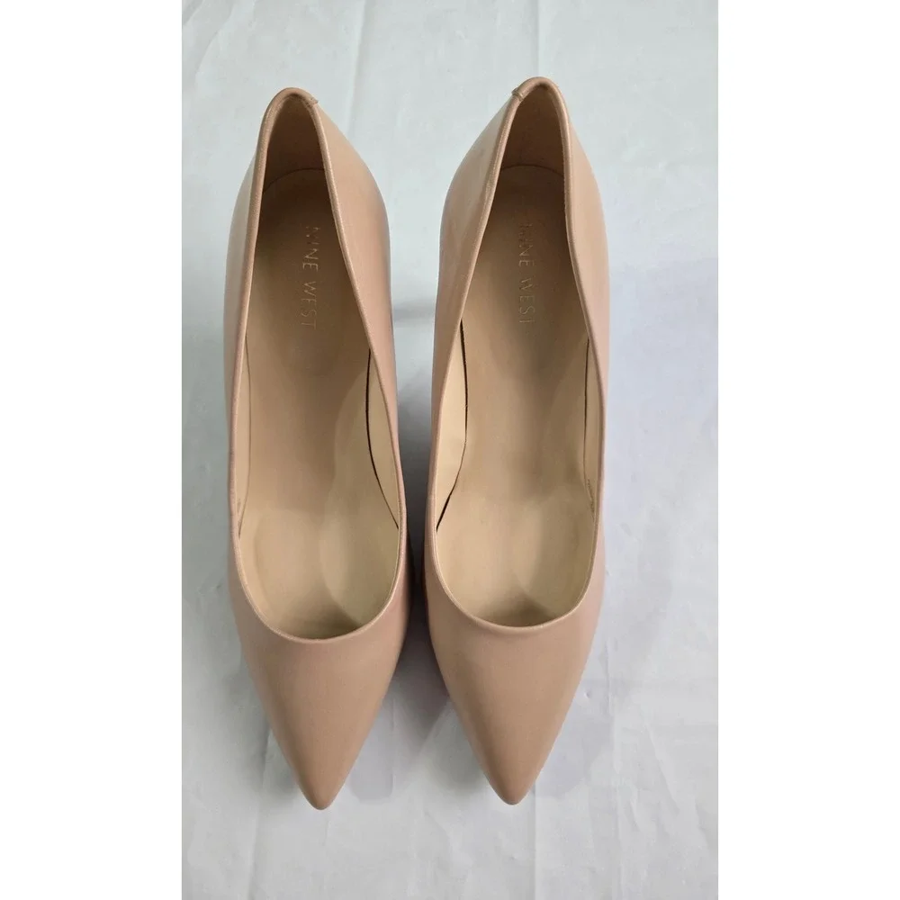 Nine West Etta Pointed Toe Pumps Light Natural Leather Stiletto Heels 9.5M